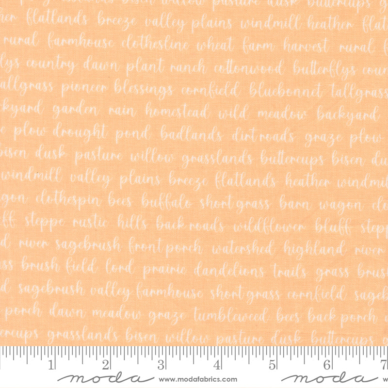 Pastel Prairie Apricot Words Yardage by Heather Briggs for Moda Fabrics
