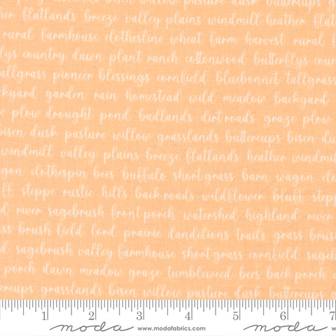 Pastel Prairie Apricot Words Yardage by Heather Briggs for Moda Fabrics