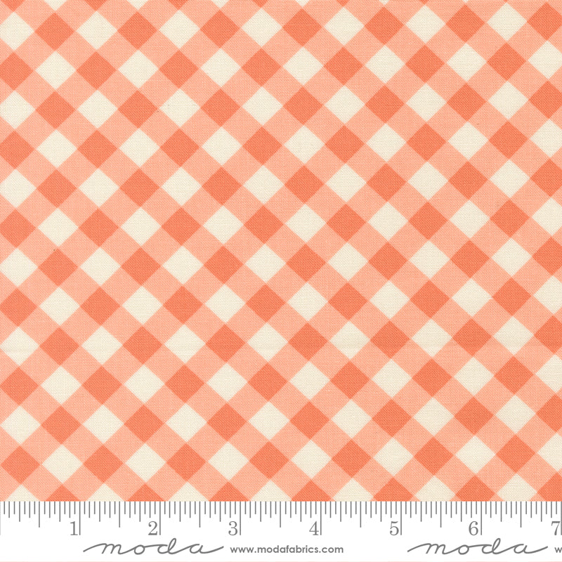 Pastel Prairie Coral Gingham Yardage by Heather Briggs for Moda Fabrics