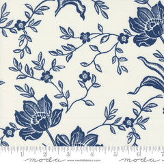 Denim & Daisies Ivory Midnight Jeans Woodcut Bloom Yardage by Fig Tree & Co. for Moda Fabrics