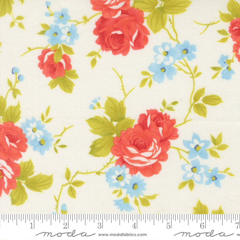 Rosie Whipped Cream Country Rose Yardage by Fig Tree & Co. for Moda Fabrics