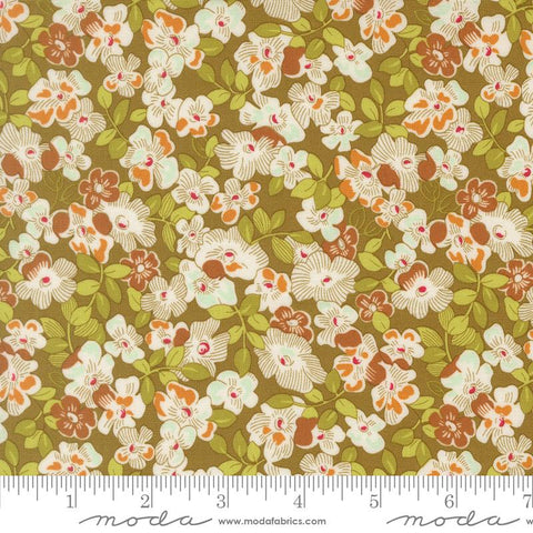 Butternut & Sage Olive Fields of Flowers Yardage by Fig Tree & Co. for Moda Fabrics
