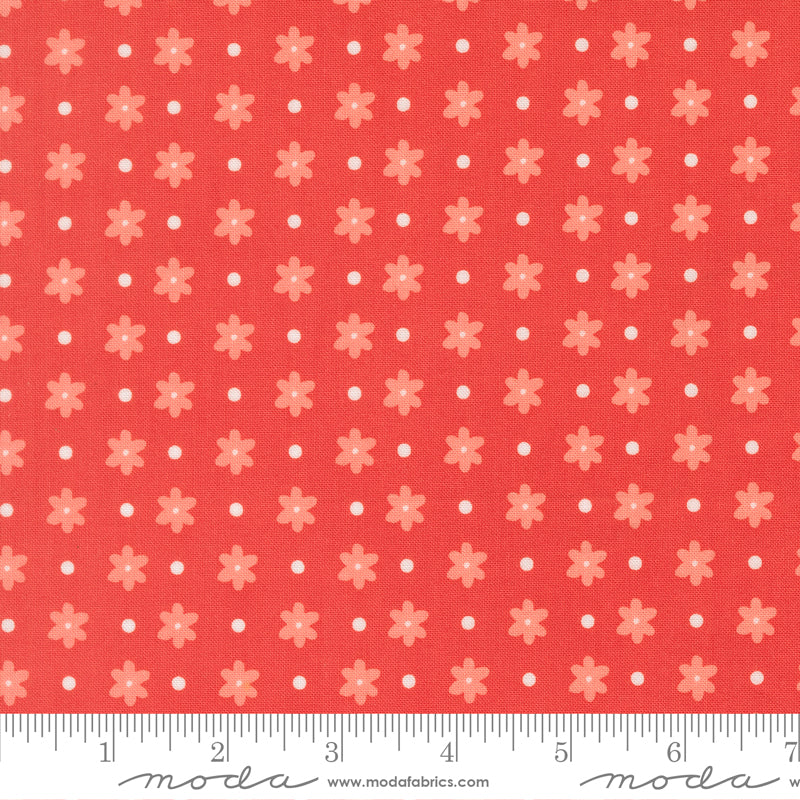 Poinsettia & Pear Geranium Daisy Dot Yardage by Sherri & Chelsi for Moda Fabrics