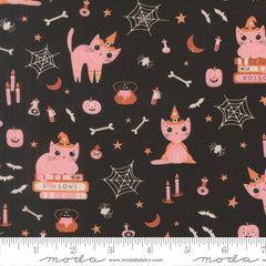 Purrs & Boos Black Cat Cats Yardage by Elena Amo for Moda Fabrics