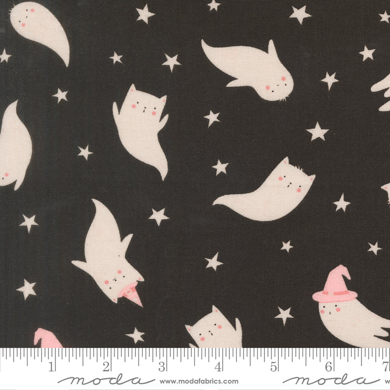 Purrs & Boos Black Cat Ghost Yardage by Elena Amo for Moda Fabrics