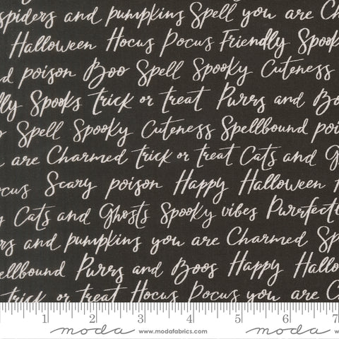Purrs & Boos Black Cat Happy Halloween Yardage by Elena Amo for Moda Fabrics