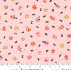 Purrs & Boos Purrfect Pink Friendly Pumpkin and Spiders Yardage by Elena Amo for Moda Fabrics