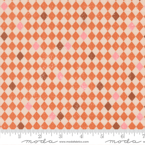 Purrs & Boos Pumpkin Harlequin Diamonds Yardage by Elena Amo for Moda Fabrics
