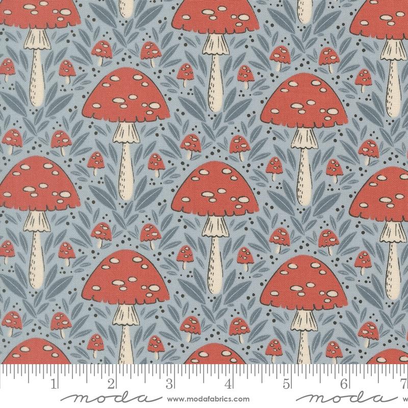 Nature's Sketchbook Sky Mushroom Yardage by Elena Amo for Moda Fabrics