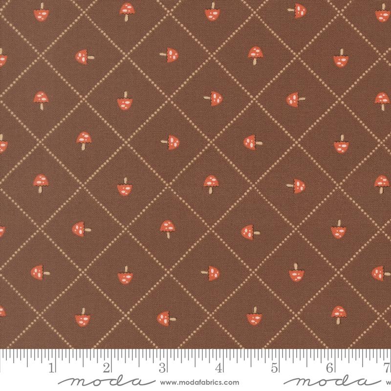 Nature's Sketchbook Bark Mushroom and Grid Yardage by Elena Amo for Moda Fabrics