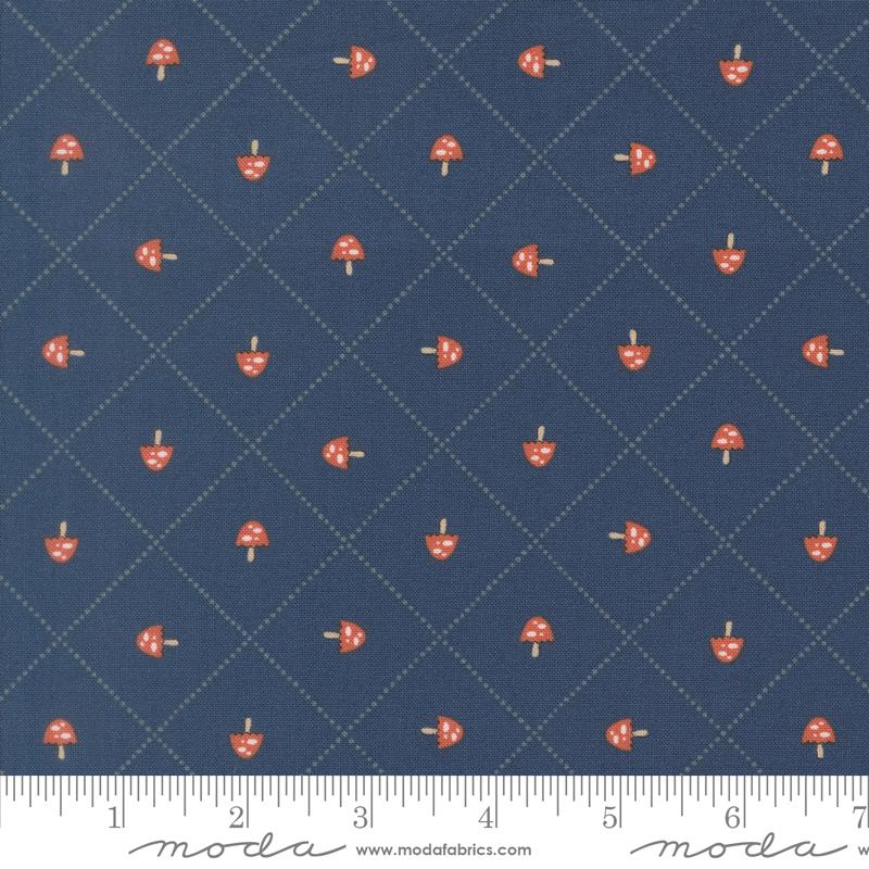 Nature's Sketchbook Twilight Mushroom and Grid Yardage by Elena Amo for Moda Fabrics