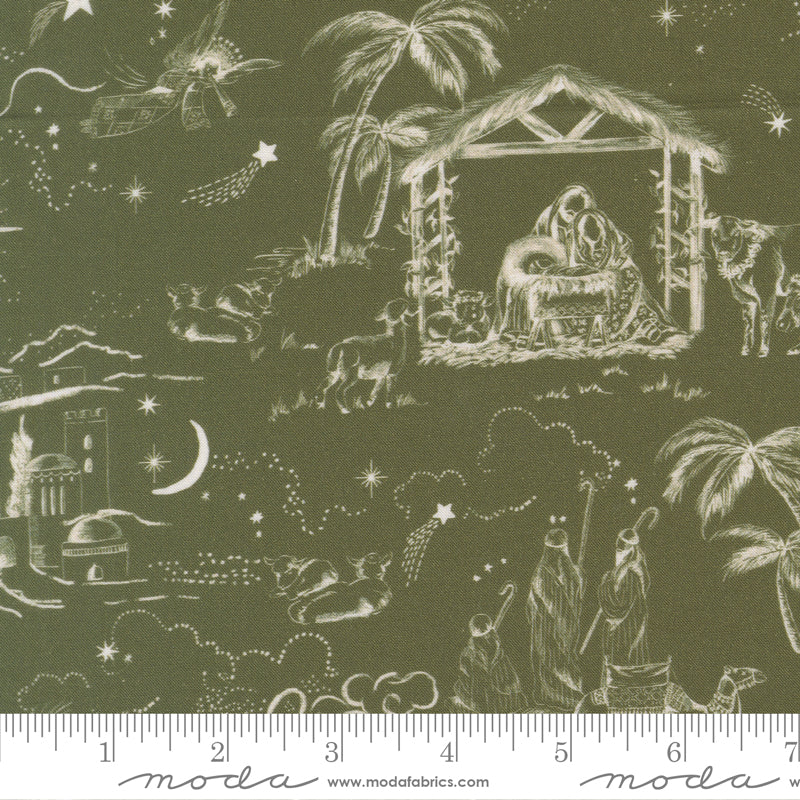 Silent Night Holly Guided By A Star Yardage by Watercolour Heart for Moda Fabrics