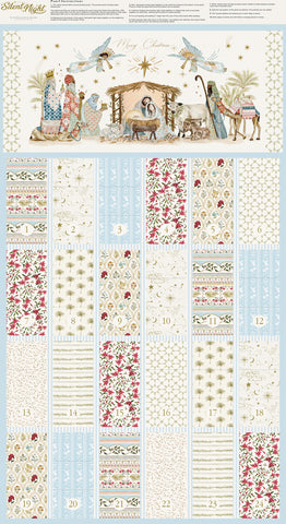 Silent Night Lamb Advent Calendar Panel by Watercolour Heart for Moda Fabrics