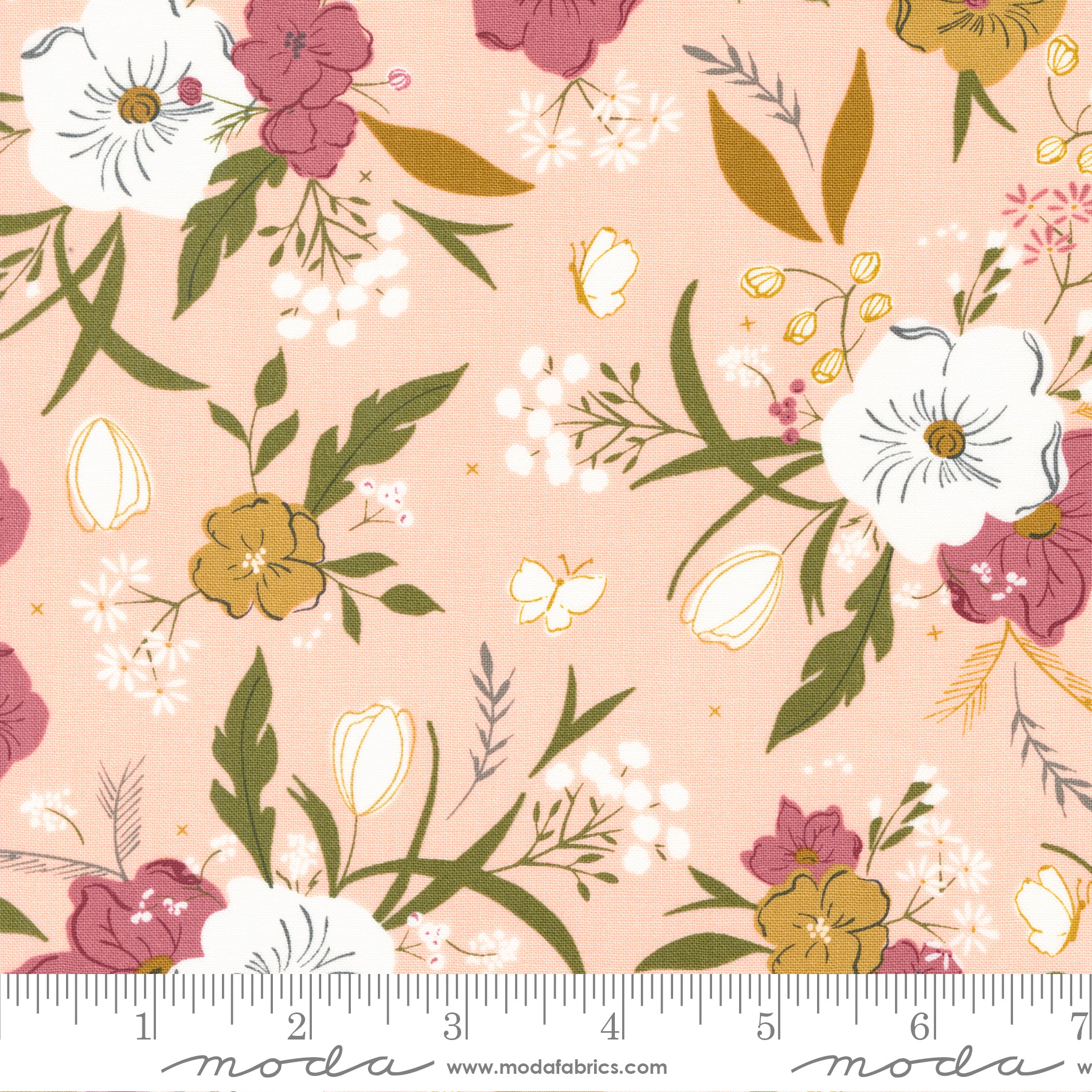 Evermore Strawberry Cream Woodland Bouquet Yardage by Sweetfire Road f ...