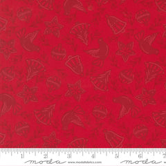 Merrily On High Christmas Red Cookie Cutters Yardage by Sweetfire Road for Moda Fabrics