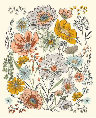 Woodland & Wildflowers Cream Panel by Fancy That Design House for Moda Fabrics