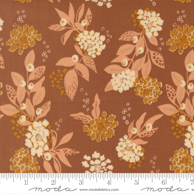 Wellspring Dark Clay Inflorescence Yardage by Fancy That Design House for Moda Fabrics