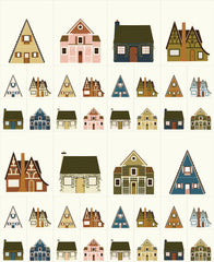 Quaint Cottage Multi Houses Panel by Gingiber for Moda Fabrics