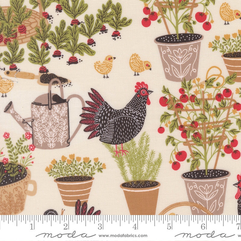 The Henhouse Cloud Chicken Garden Yardage by Gingiber for Moda Fabrics