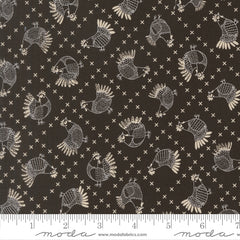 The Henhouse Iron Cross Stitch Chickens Yardage by Gingiber for Moda Fabrics