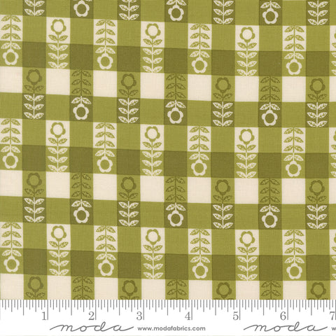 The Henhouse Grass Flower Plaid Yardage by Gingiber for Moda Fabrics
