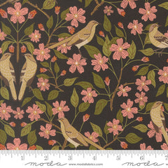 Ladybug Whimsy Midnight Blossoms Birds Metallic Yardage by Gingiber for Moda Fabrics