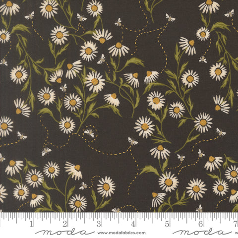 Ladybug Whimsy Midnight Cone Flower Metallic Yardage by Gingiber for Moda Fabrics
