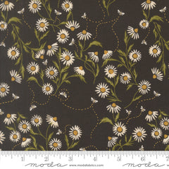 Ladybug Whimsy Midnight Cone Flower Metallic Yardage by Gingiber for Moda Fabrics