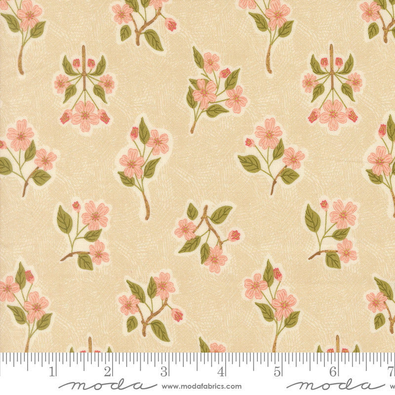 Ladybug Whimsy Natural Apple Blossom Metallic Yardage by Gingiber for Moda Fabrics