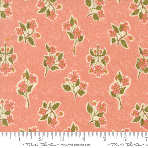 Ladybug Whimsy Zinnia Apple Blossom Metallic Yardage by Gingiber for Moda Fabrics