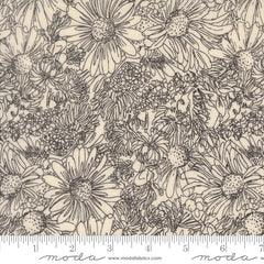 Ladybug Whimsy Eggshell Pen Ink Flowers Yardage by Gingiber for Moda Fabrics