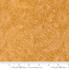 Ladybug Whimsy Golden Pen Ink Flowers Yardage by Gingiber for Moda Fabrics
