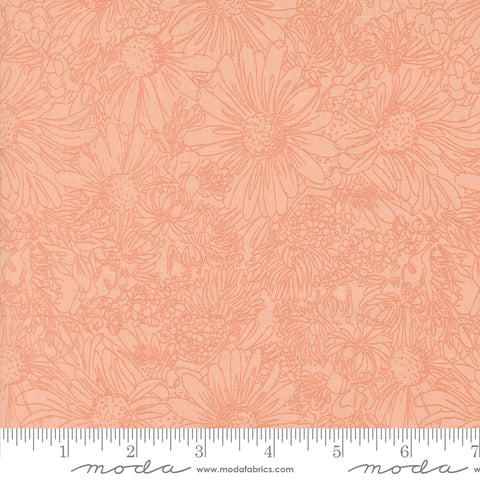 Ladybug Whimsy Pretty Pink Pen Ink Flowers Yardage by Gingiber for Moda Fabrics