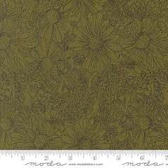 Ladybug Whimsy Grass Pen Ink Flowers Yardage by Gingiber for Moda Fabrics