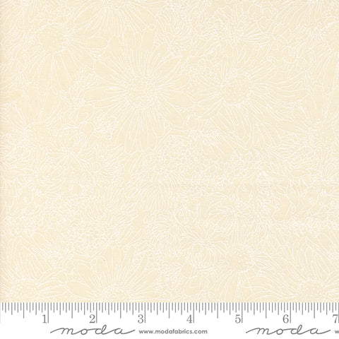 Ladybug Whimsy Eggshell Cream Pen Ink Flowers Yardage by Gingiber for Moda Fabrics