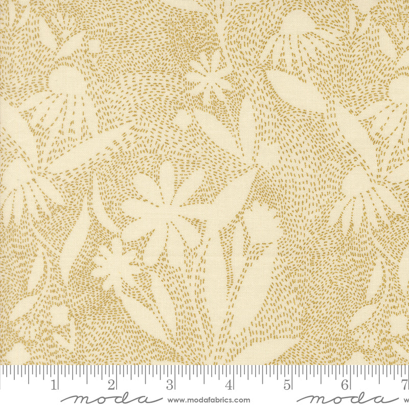 Ladybug Whimsy Eggshell Outlines Metallic Yardage by Gingiber for Moda Fabrics
