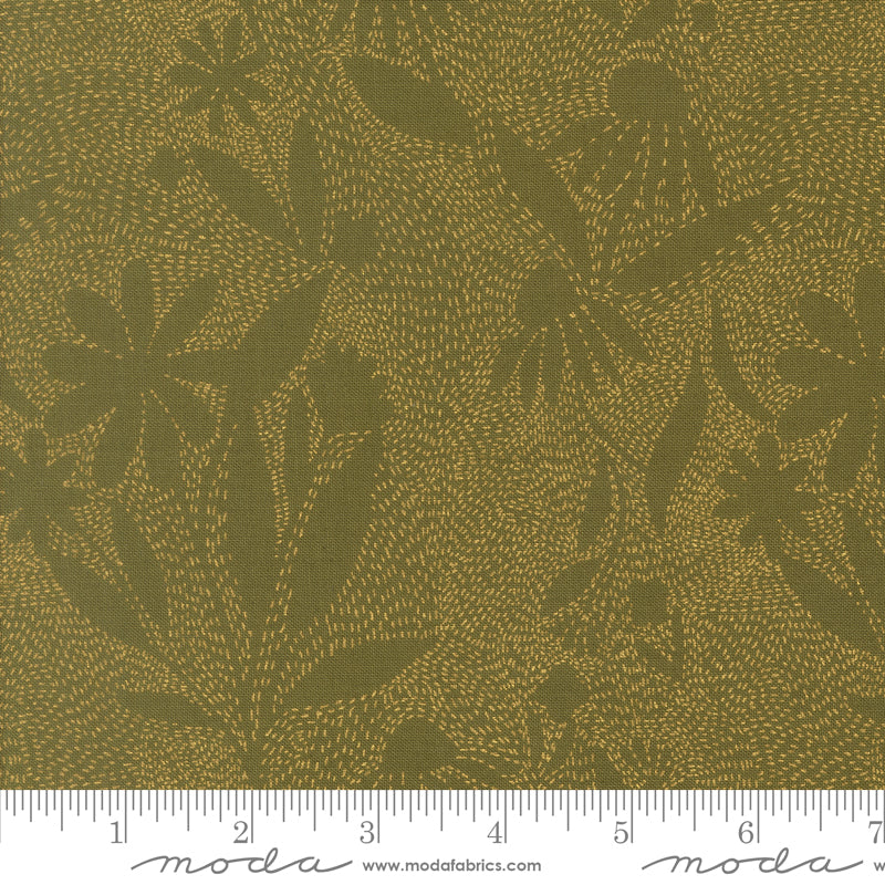 Ladybug Whimsy Grass Outlines Metallic Yardage by Gingiber for Moda Fabrics