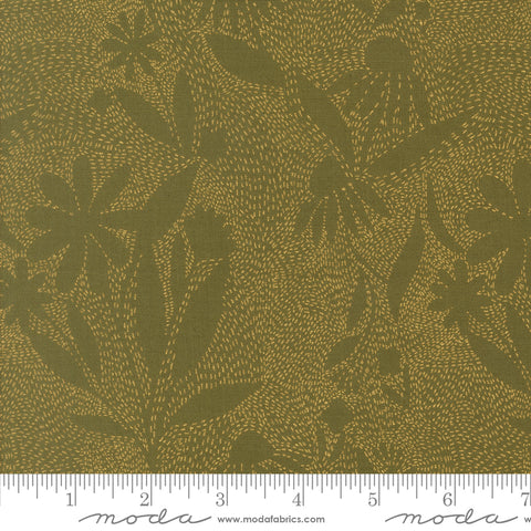 Ladybug Whimsy Grass Outlines Metallic Yardage by Gingiber for Moda Fabrics