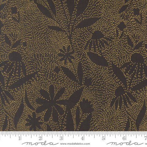 Ladybug Whimsy Midnight Outlines Metallic Yardage by Gingiber for Moda Fabrics