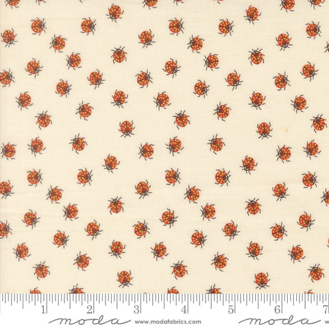 Ladybug Whimsy Eggshell Little Ladybugs Metallic Yardage by Gingiber for Moda Fabrics