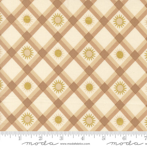 Ladybug Whimsy Natural Plaid Sunshine Metallic Yardage by Gingiber for Moda Fabrics