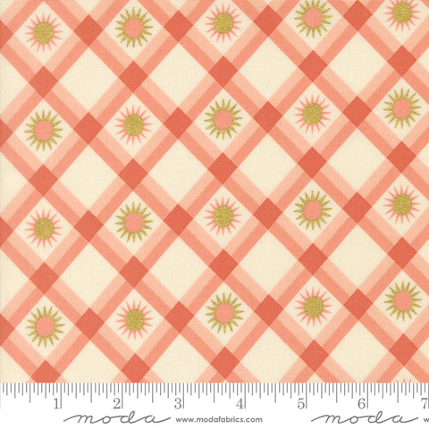 Ladybug Whimsy Zinnia Plaid Sunshine Metallic Yardage by Gingiber for Moda Fabrics