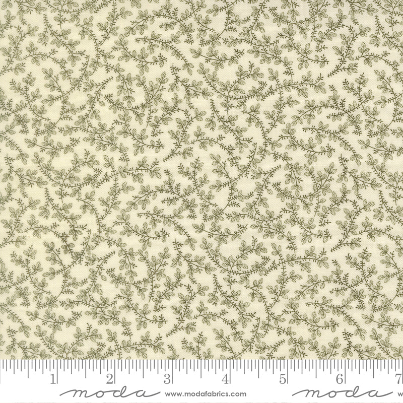 Joyful Gatherings II Cloud Evergreen Mistletoe Vine Yardage by Primitive Gatherings for Moda Fabrics