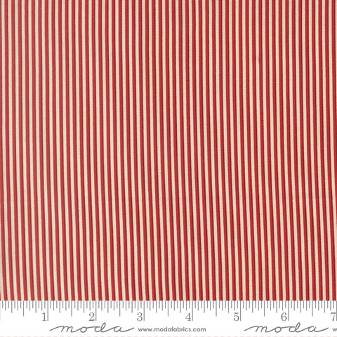 Joyful Gatherings II Cloud Crimson Peppermint Stripe Yardage by Primitive Gatherings for Moda Fabrics