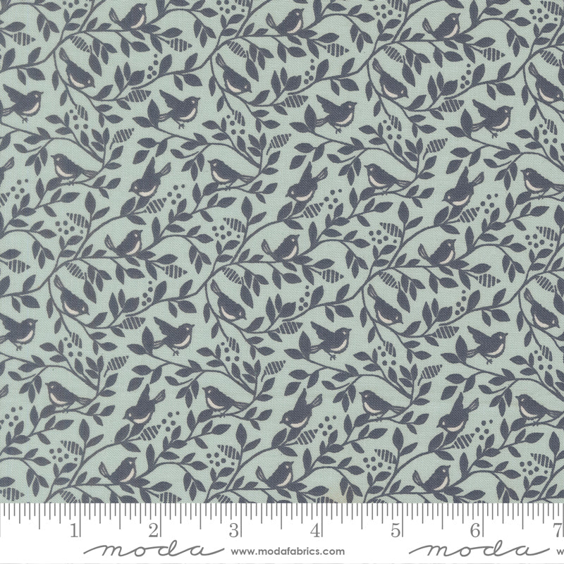 True Love Robins Egg Twilight Birds Of A Feather Yardage by Lella Boutique for Moda Fabrics