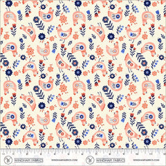 Folky Chicken Cream Cluck Cluck Cluck Yardage by Natalie Briscoe for Windham Fabrics