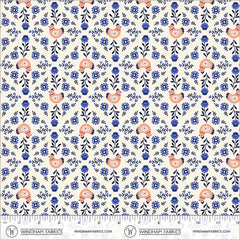 Folky Chicken Cream Chicks In A Row Yardage by Natalie Briscoe for Windham Fabrics