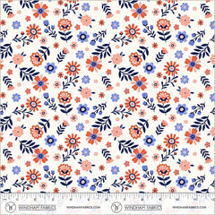 Folky Chicken Ivory Folky Floral Yardage by Natalie Briscoe for Windham Fabrics