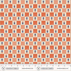 Folky Chicken Coral Tulip Check Yardage by Natalie Briscoe for Windham Fabrics