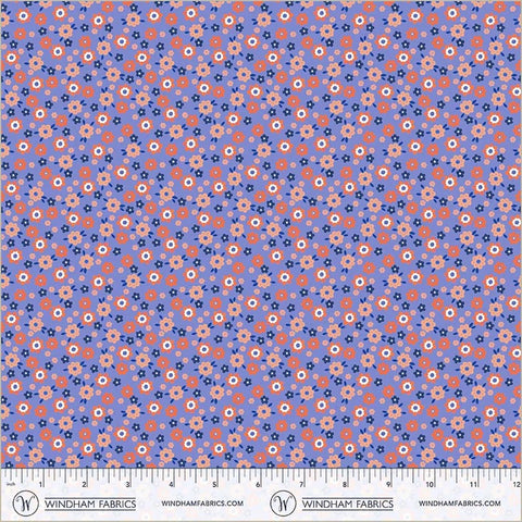 Folky Chicken Cobalt Mod Ditsy Yardage by Natalie Briscoe for Windham Fabrics